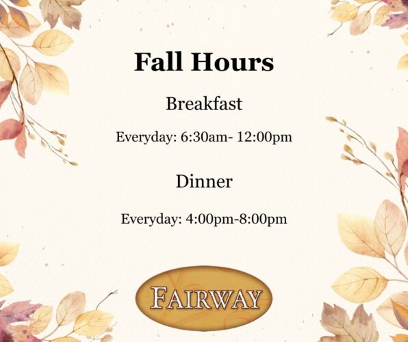 Fairway Restaurant in Eastham, Cape Cod. Fall Hours